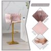 Bar Stools Set of 2,Gold Velvet Bar Stools,Counter Height Bar Stools with Low Back,Swivel Bar Stools for Kitchen Island, Bar Pub Navy Pink