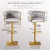 Bar Stools Set of 2,Gold Velvet Bar Stools,Counter Height Bar Stools with Low Back,Swivel Bar Stools for Kitchen Island, Bar Pub Light Grey
