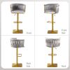 Bar Stools Set of 2,Gold Velvet Bar Stools,Counter Height Bar Stools with Low Back,Swivel Bar Stools for Kitchen Island, Bar Pub Dark Grey