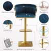 Bar Stools Set of 2,Gold Velvet Bar Stools,Counter Height Bar Stools with Low Back,Swivel Bar Stools for Kitchen Island, Bar Pub Navy Blue
