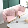 Bar Stools Set of 2,Gold Velvet Bar Stools,Counter Height Bar Stools with Low Back,Swivel Bar Stools for Kitchen Island, Bar Pub Navy Pink