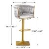 Bar Stools Set of 2,Gold Velvet Bar Stools,Counter Height Bar Stools with Low Back,Swivel Bar Stools for Kitchen Island, Bar Pub Light Grey