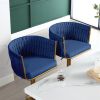 Bar Stools Set of 2,Gold Velvet Bar Stools,Counter Height Bar Stools with Low Back,Swivel Bar Stools for Kitchen Island, Bar Pub Blue