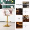 Bar Stools Set of 2,Gold Velvet Bar Stools,Counter Height Bar Stools with Low Back,Swivel Bar Stools for Kitchen Island, Bar Pub Navy Pink