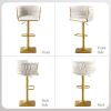 Bar Stools Set of 2,Gold Velvet Bar Stools,Counter Height Bar Stools with Low Back,Swivel Bar Stools for Kitchen Island, Bar Pub Beige