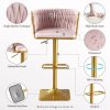 Bar Stools Set of 2,Gold Velvet Bar Stools,Counter Height Bar Stools with Low Back,Swivel Bar Stools for Kitchen Island, Bar Pub Navy Pink