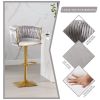 Bar Stools Set of 2,Gold Velvet Bar Stools,Counter Height Bar Stools with Low Back,Swivel Bar Stools for Kitchen Island, Bar Pub Light Grey