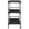Kitchen Trolley Black 39.6"x19.7"x41.3" Engineered Wood
