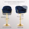 Bar Stools Set of 2,Counter Height Bar Stools,Velvet Swivel Bar Stool for Kitchen Island,Bar Pub BLUE