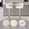 Bar Stools Set of 2,Counter Height Bar Stools,Velvet Swivel Bar Stool for Kitchen Island,Bar Pub Beige