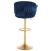Bar Stools Set of 2,Counter Height Bar Stools,Velvet Swivel Bar Stool for Kitchen Island,Bar Pub BLUE