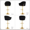 Bar Stools Set of 2,Counter Height Bar Stools,Velvet Swivel Bar Stool for Kitchen Island,Bar Pub Black