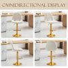 Velvet Swive Bar Stools Set of 2 Adjustable Counter Height Bar Chairs with Back Gold Base Modern Stool Chair for Kitchen Island Dining Room, White