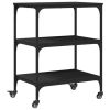Kitchen Trolley Black 23.6"x16.1"x29.9" Engineered Wood