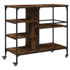 Kitchen Trolley Smoked Oak 39.4"x17.7"x35.2" Engineered Wood