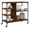Kitchen Trolley Smoked Oak 39.4"x17.7"x35.2" Engineered Wood