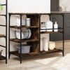 Kitchen Trolley Smoked Oak 39.4"x17.7"x35.2" Engineered Wood