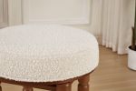 Dining Room Chair 1 Pc, Wood Dining Chair, Boucle Seat CushionMid Century Modern Dining Chairs for Kitchen and Living Room (Modern, White)