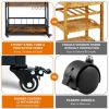 3-Tier Rolling Kitchen Bar Cart with Wine Rack