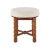 Dining Room Chair 1 Pc, Wood Dining Chair, Boucle Seat CushionMid Century Modern Dining Chairs for Kitchen and Living Room (Modern, White)