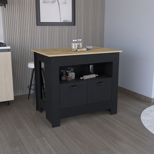 Arlet Kitchen Island Two Door Cabinet and Shelf