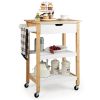 3-Tier Kitchen Island Cart Rolling Service Trolley with Bamboo Top