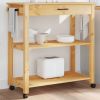 Kitchen Trolley MONZA 33.1"x15.7"x35.4" Solid Wood Pine