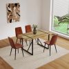 Dining Chairs Set of 4,Modern Kitchen Dining Room Chairs,Upholstered Dining Accent Chairs in linen Cushion Seat and Sturdy Black Metal Legs(Caramel)