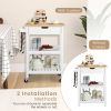 3-Tier Kitchen Island Cart Rolling Service Trolley with Bamboo Top