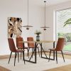 Dining Chairs Set of 4,Modern Kitchen Dining Room Chairs,Upholstered Dining Accent Chairs in linen Cushion Seat and Sturdy Black Metal Legs(Caramel)