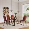 Dining Chairs Set of 4,Modern Kitchen Dining Room Chairs,Upholstered Dining Accent Chairs in linen Cushion Seat and Sturdy Black Metal Legs(Caramel)