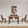 Dining Chairs Set of 4,Modern Kitchen Dining Room Chairs,Upholstered Dining Accent Chairs in linen Cushion Seat and Sturdy Black Metal Legs(Caramel)