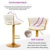 Bar Stools Set of 2, Height Adjustable ,Fabric Around Woven Basket Network Design,Velvet Modern Bar Chairs for Home and Kitchen Counter