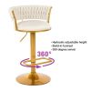 Bar Stools Set of 2, Height Adjustable ,Fabric Around Woven Basket Network Design,Velvet Modern Bar Chairs for Home and Kitchen Counter
