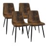 Dining Chairs Set of 4,Modern Kitchen Dining Room Chairs,Upholstered Dining Accent suedette Chairs in Cushion Seat and Sturdy Black Metal Legs(Brown)