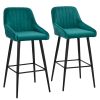 Elegant Lifestyle Modern Bar Stools,Velvet Upholstered Barstools with Back,Set of 2 Bar Chairs for Kitchen Living Room