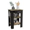 Rockaway 1-Drawer 2-Shelf Kitchen Island Black Wengue and Light Oak