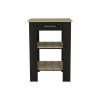Kitchen Island 23 Inches Dozza with Single Drawer and Two-Tier Shelves, Black Wengue / Light Oak Finish
