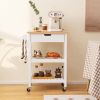 3-Tier Kitchen Island Cart Rolling Service Trolley with Bamboo Top