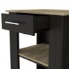 Kitchen Island 23 Inches Dozza with Single Drawer and Two-Tier Shelves, Black Wengue / Light Oak Finish