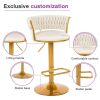 Bar Stools Set of 2, Height Adjustable ,Fabric Around Woven Basket Network Design,Velvet Modern Bar Chairs for Home and Kitchen Counter