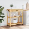 Kitchen Trolley MONZA 33.1"x15.7"x35.4" Solid Wood Pine