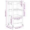 Kitchen Trolley MONZA 18.9"x15.7"x35.4" Solid Wood Pine