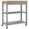Kitchen Trolley MONZA 33.1"x15.7"x35.4" Solid Wood Pine