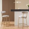 25" Modern Gold Bar Stools Set of 2 Counter Height Bar Stools for Kitchen Counter Upholstered Sherpa Counter Stools with Backs Kitchen Island Stool