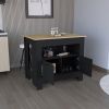 Arlet Kitchen Island Two Door Cabinet and Shelf
