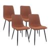 Dining Chairs Set of 4,Modern Kitchen Dining Room Chairs,Upholstered Dining Accent Chairs in linen Cushion Seat and Sturdy Black Metal Legs(Caramel)