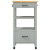Kitchen Trolley MONZA 18.9"x15.7"x35.4" Solid Wood Pine