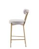 25" Modern Gold Bar Stools Set of 2 Counter Height Bar Stools for Kitchen Counter Upholstered Sherpa Counter Stools with Backs Kitchen Island Stool