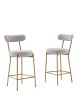 25" Modern Gold Bar Stools Set of 2 Counter Height Bar Stools for Kitchen Counter Upholstered Sherpa Counter Stools with Backs Kitchen Island Stool